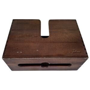 Jeteven Wooden Trifold Paper Towel Holder Bathroom Tissue Dark Wood Dispenser
